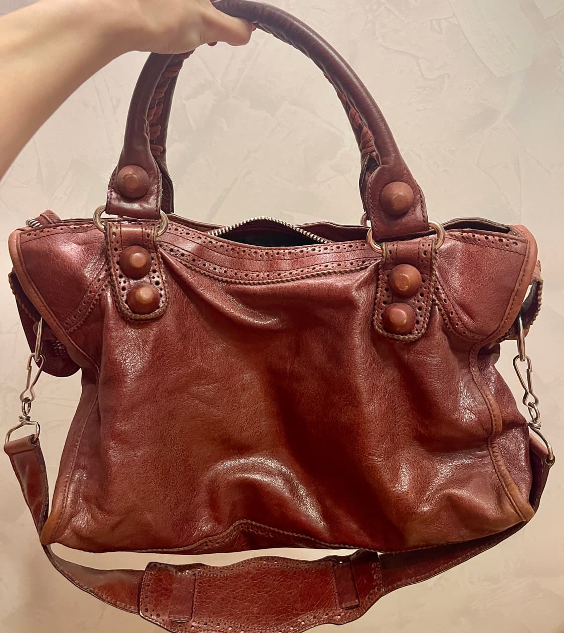 발렌시아가 Balenciaga자이언트 브로그 시티백 (버건디) 상품이미지10