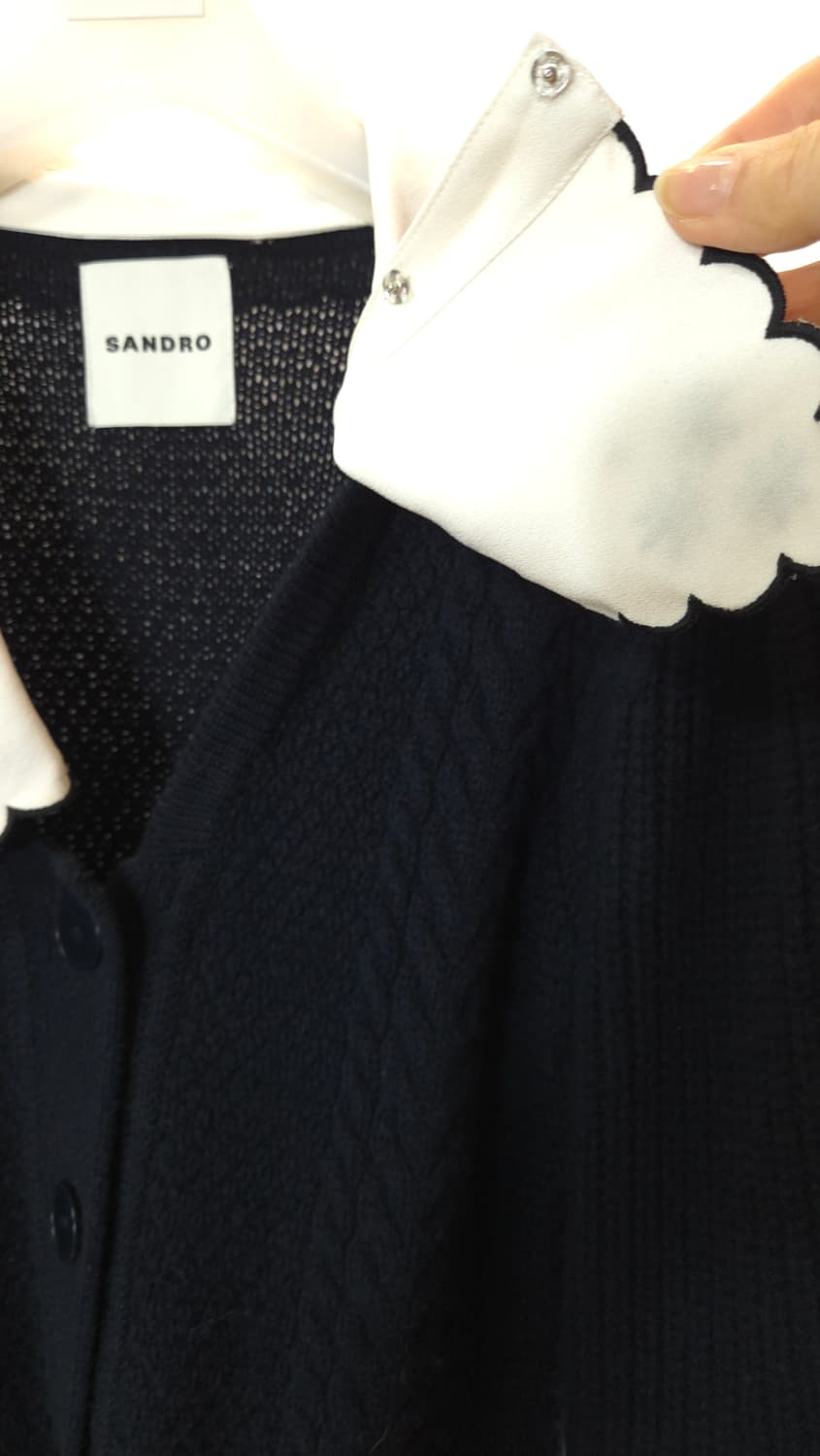 산드로 자수 카라 케이블 울 니트 가디건  1 사이즈 상품이미지7