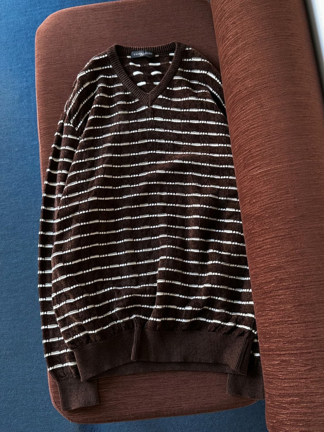 V-neck stripe loose knit P/O 상품이미지3