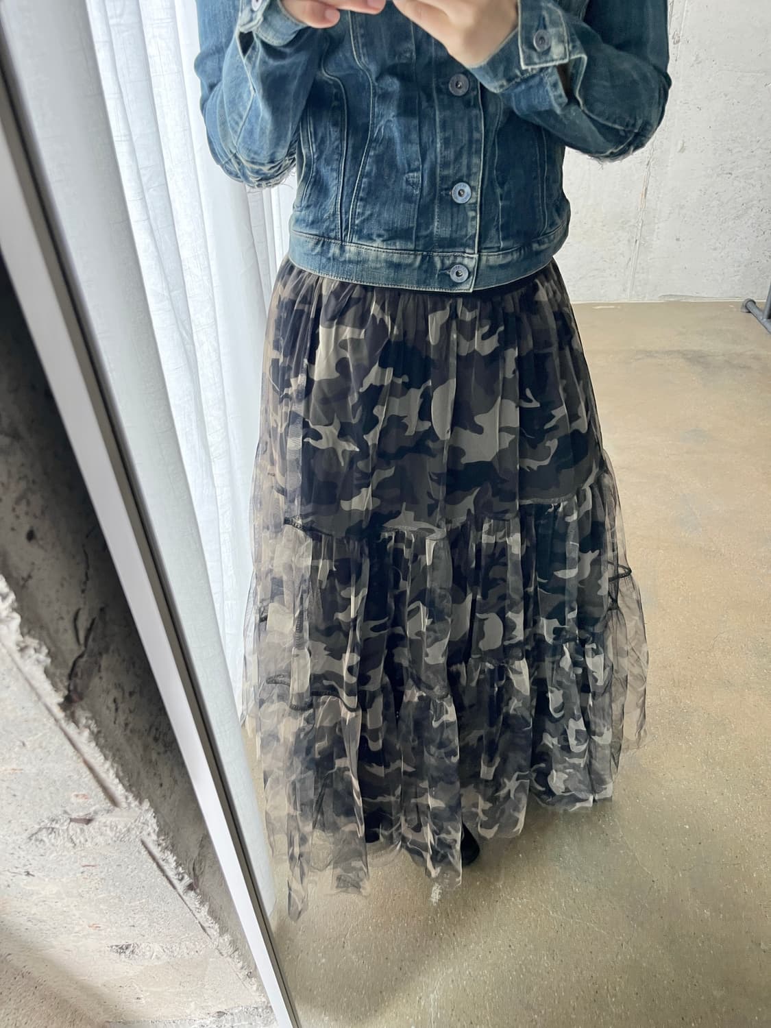 카모플라쥬 더블 튤 롱 스커트 상품이미지4
