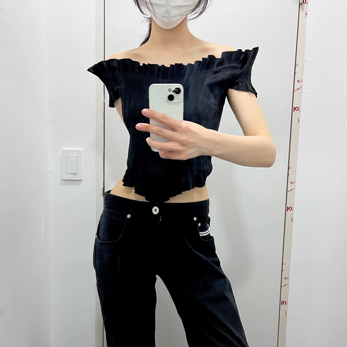 Tadashi shoji 핀턱 플리츠 반팔 티셔츠 오픈숄더 상품이미지2