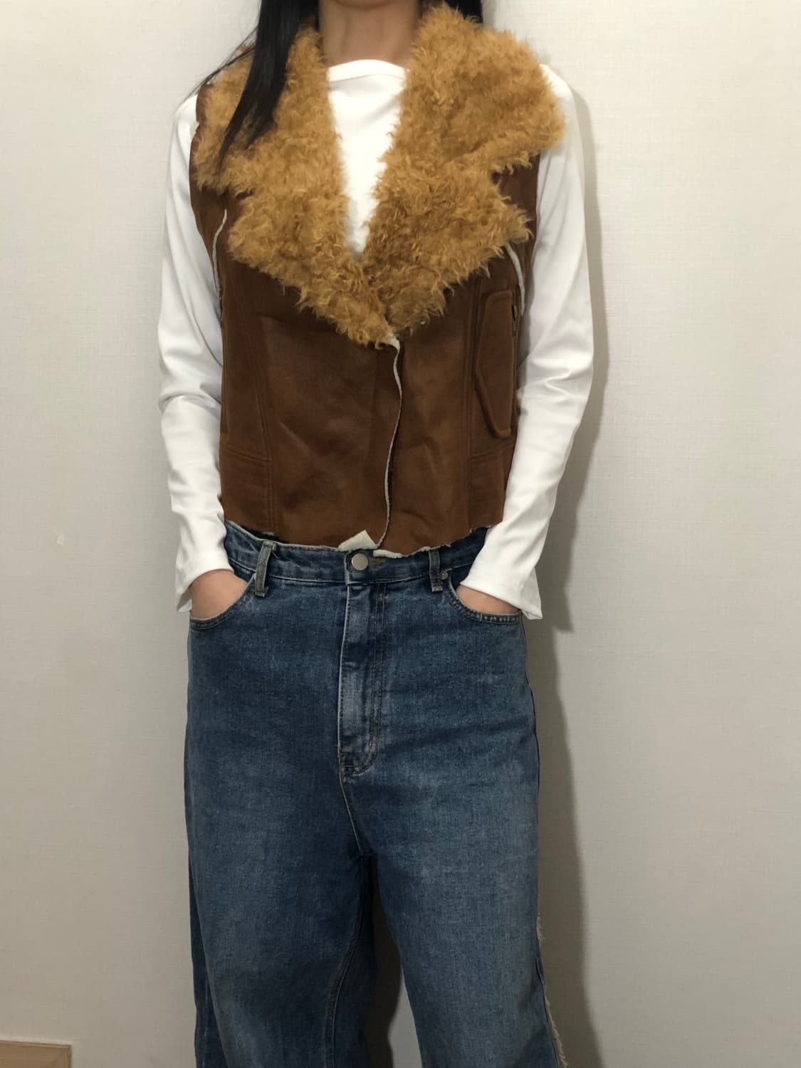 빈티지 브라운 퍼 베스트 상품이미지3