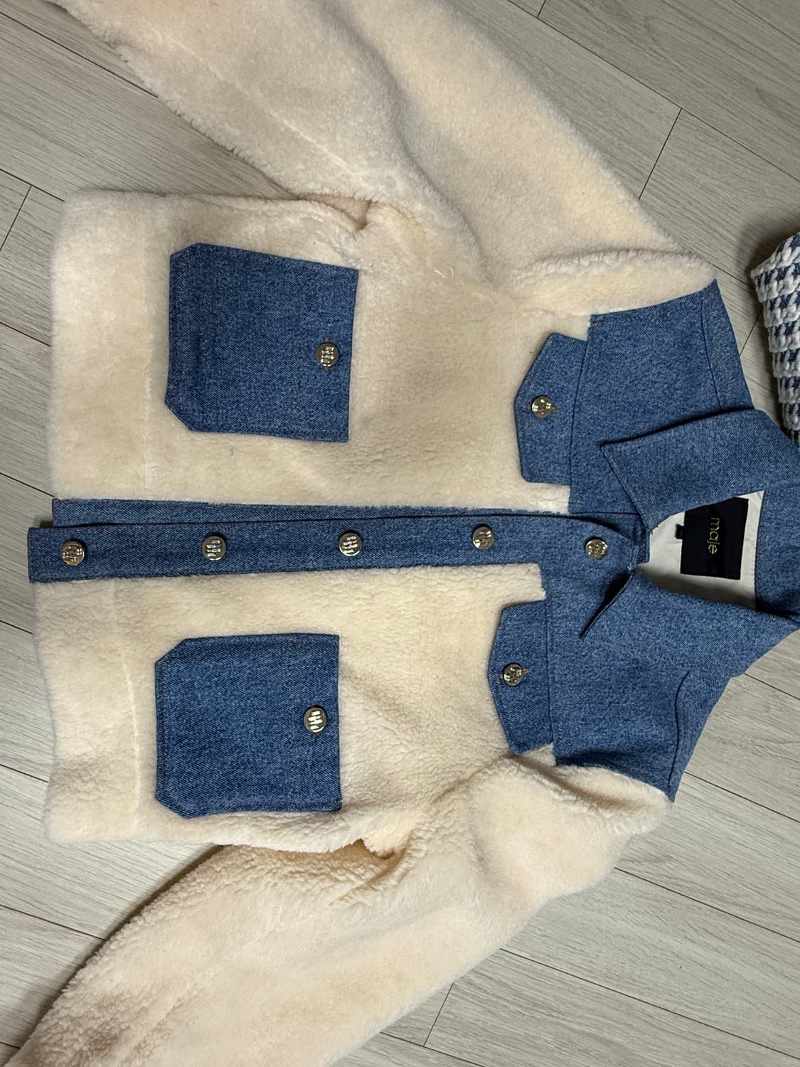 마쥬 양털 데님 배색 자켓 사이즈 36 상품이미지1