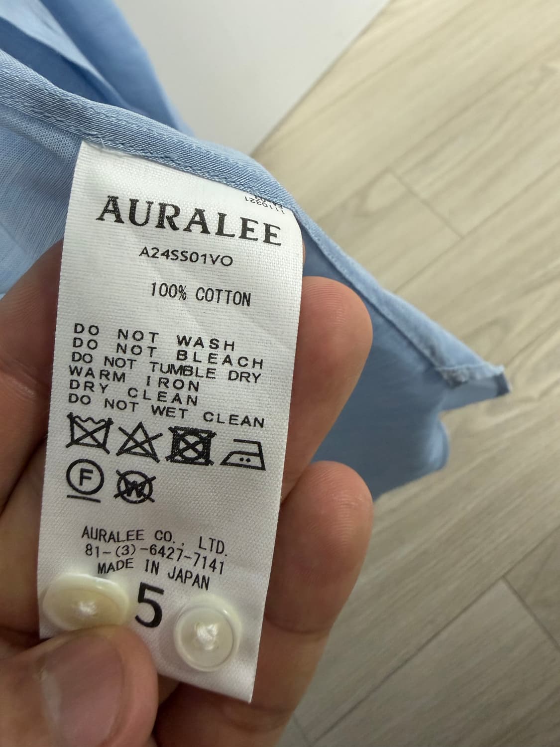 오라리 하드 트위스트 오간디 샴브레이 셔츠 5 삭스 상품이미지3