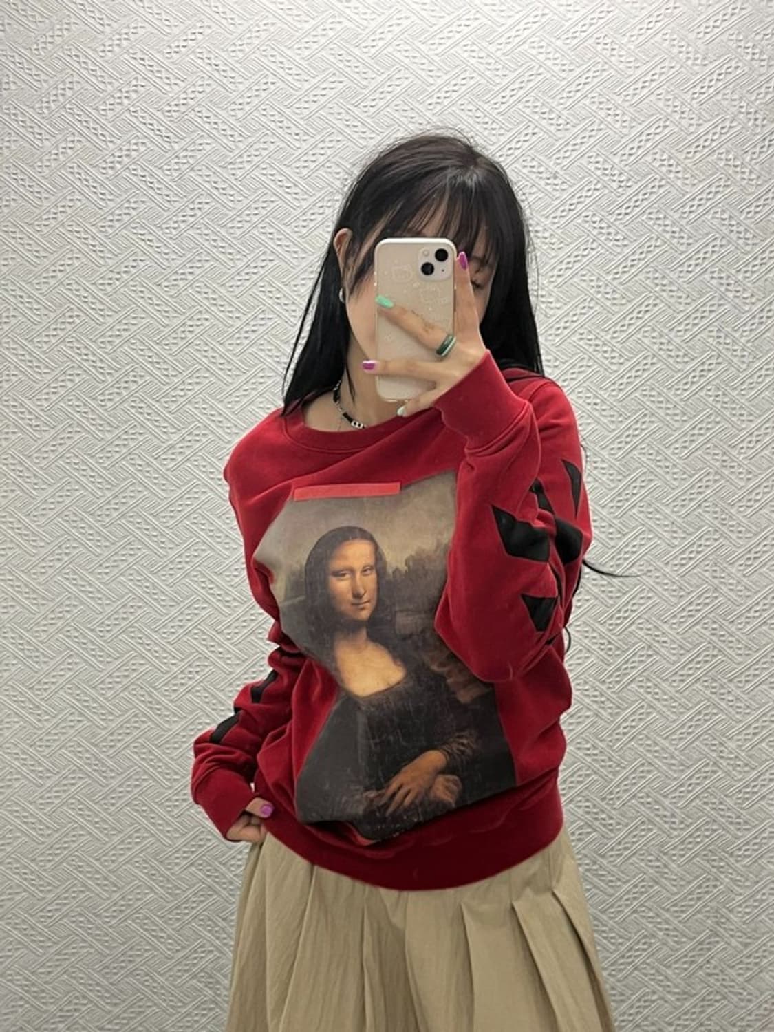 오프화이트 올드스쿨 모나리자 프린팅 맨투맨 XXS C06580 상품이미지1