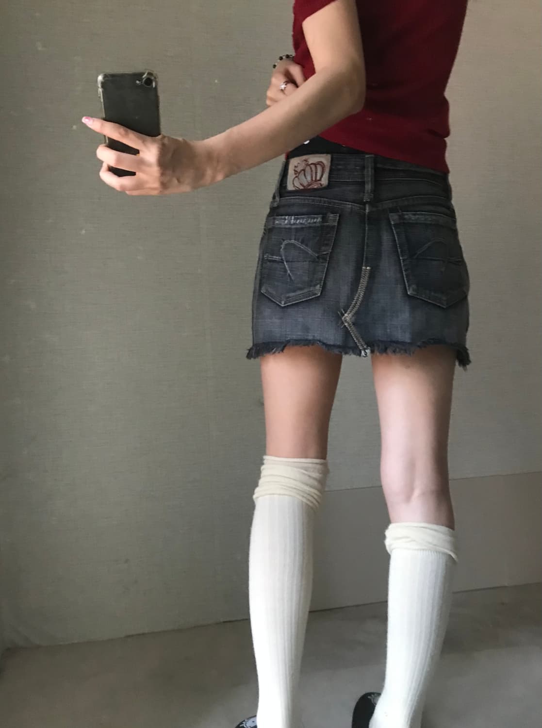 데미지디테일 데님스커트 상품이미지1