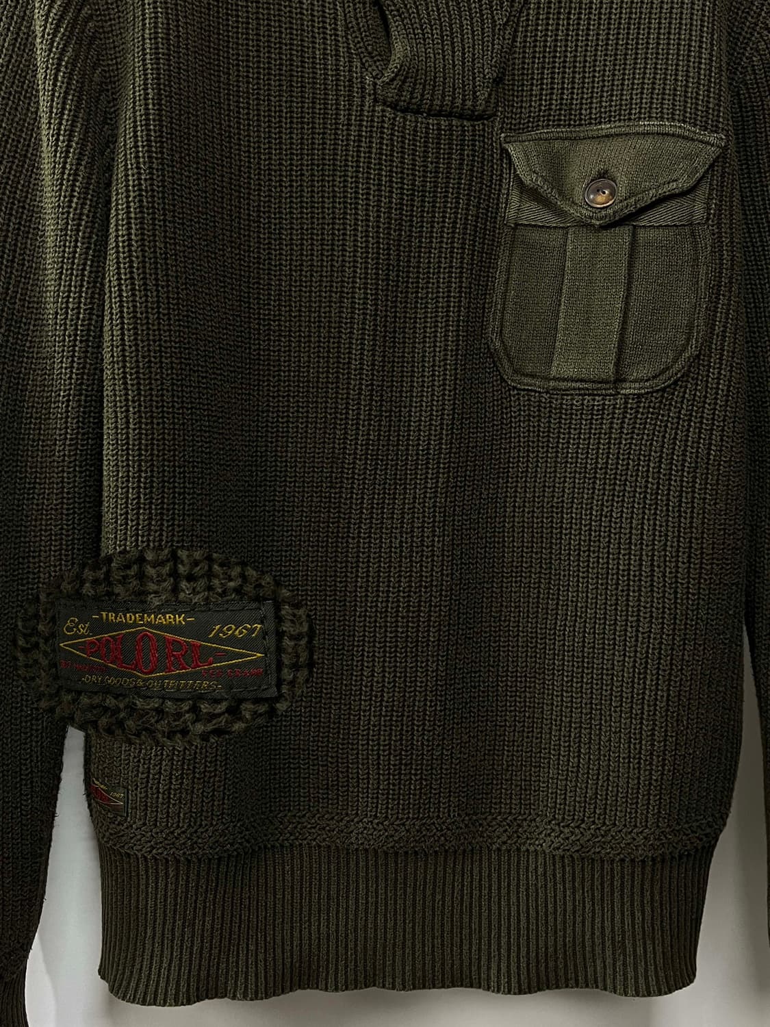 폴로 랄프로렌 올리브드랩 코만도 엘보패치 밀리터리 스웨터 상품이미지4