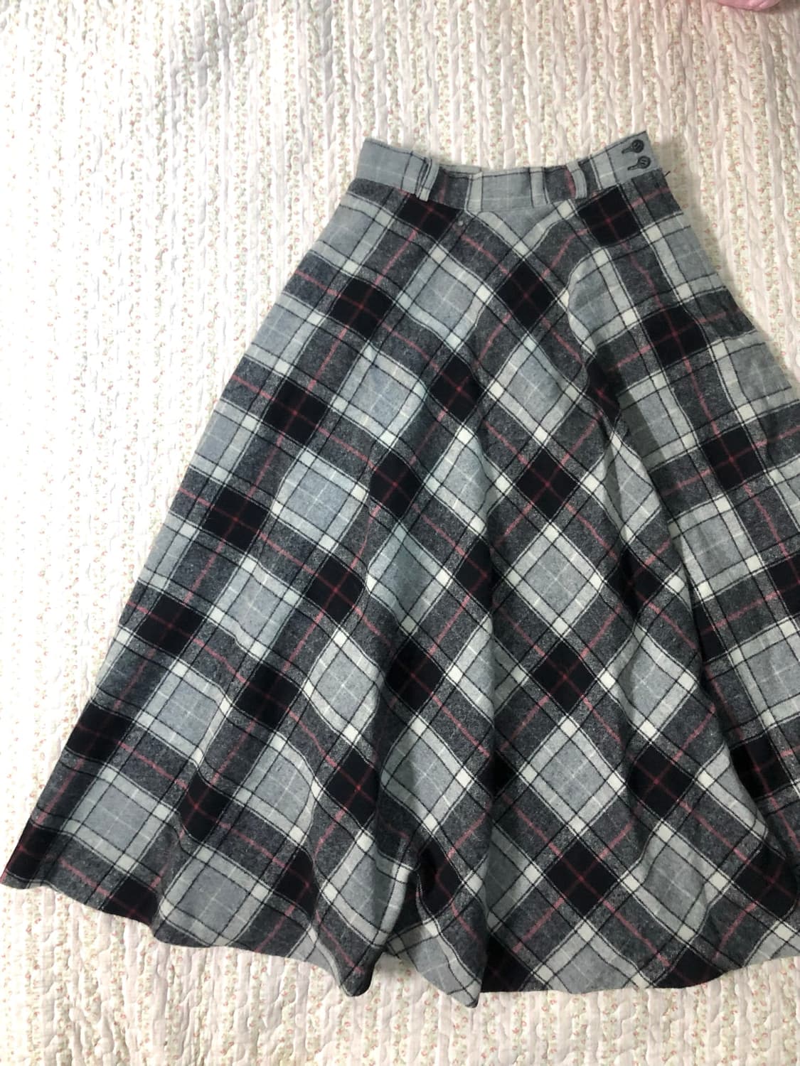 Red point check long skirt 상품이미지1