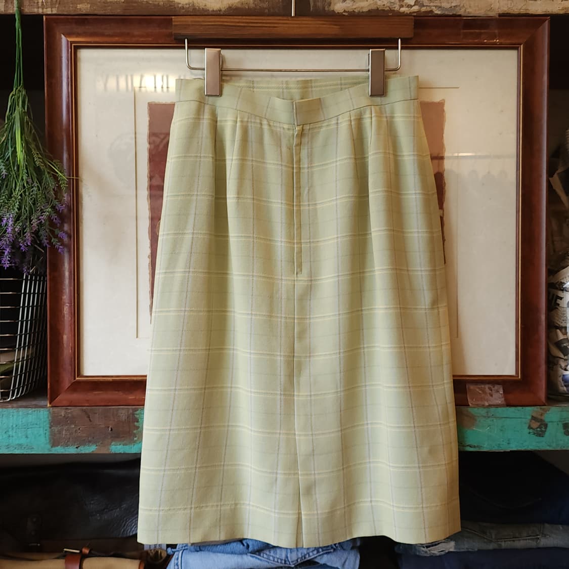 90s 닥스 잉글랜드 레몬 체크 스커트 상품이미지2