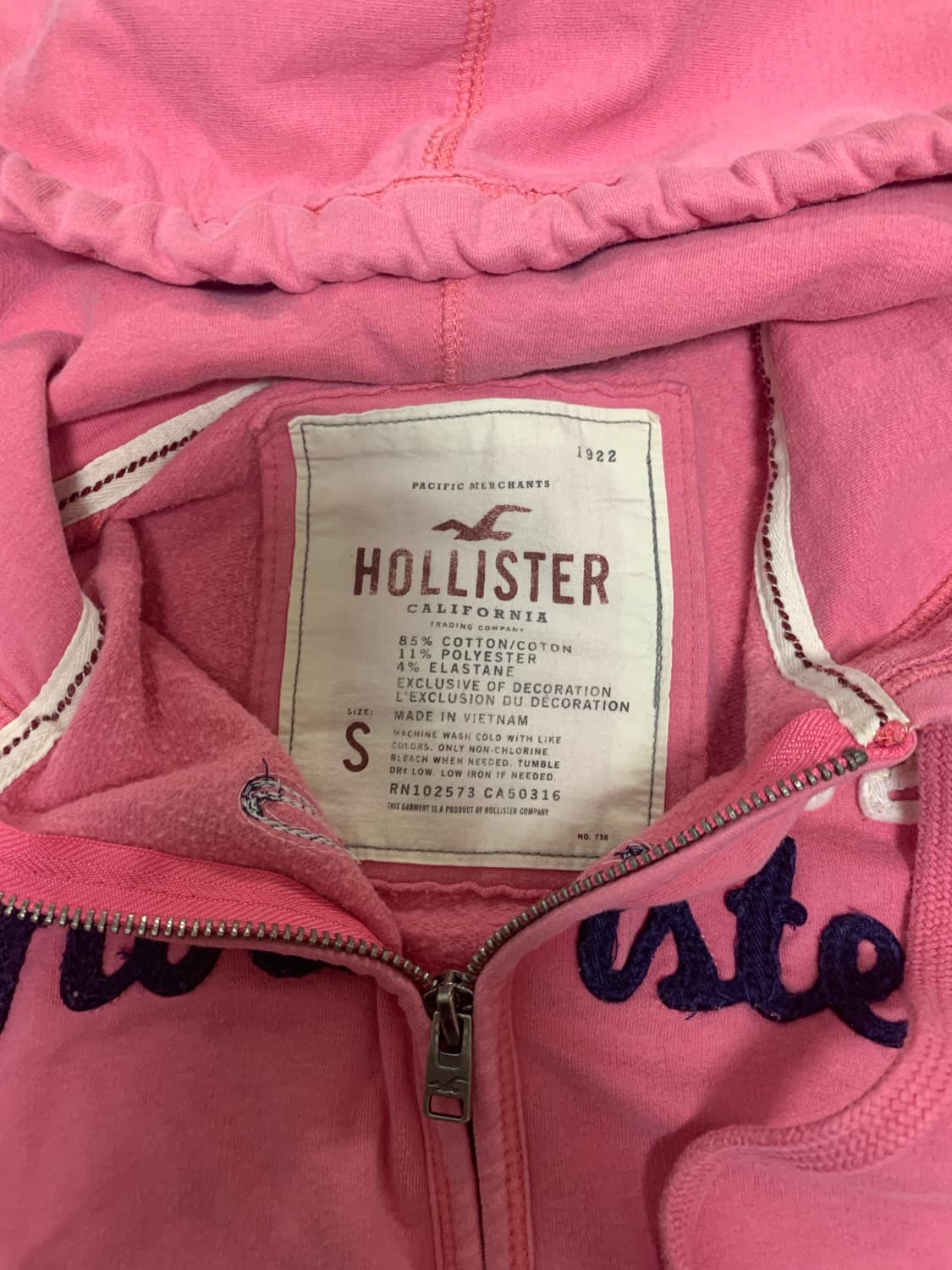 홀리스터 후드집업,S,핑크 상품이미지5