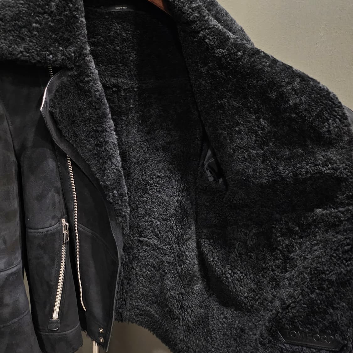 톰포드 스웨이드 바이커 시어링 무스탕 자켓 상품이미지7