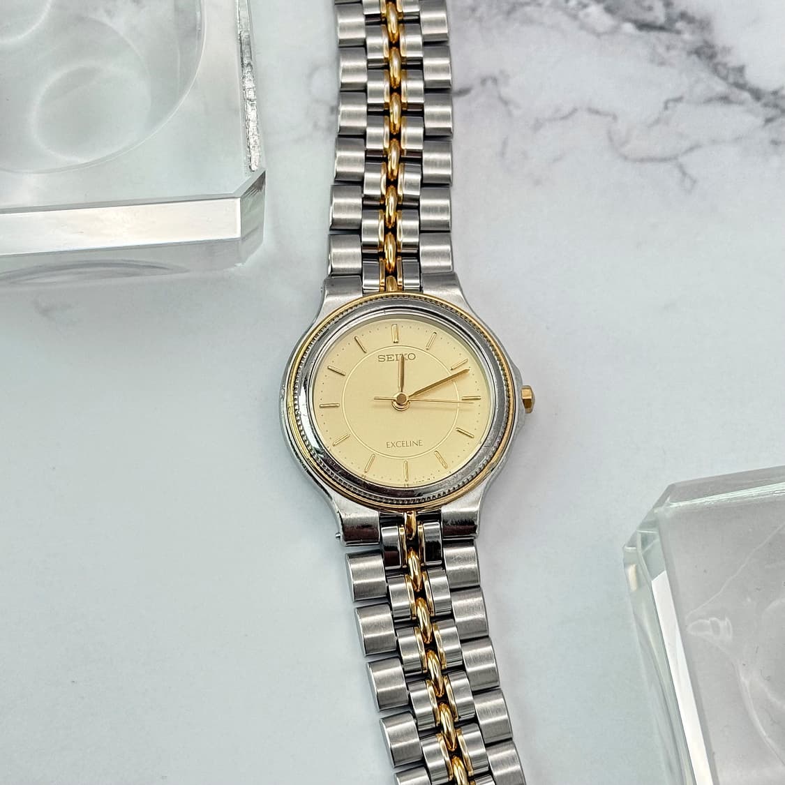 90s00s 빈티지 세이코 엑설린 투톤 콤비 드레스 워치 상품이미지3