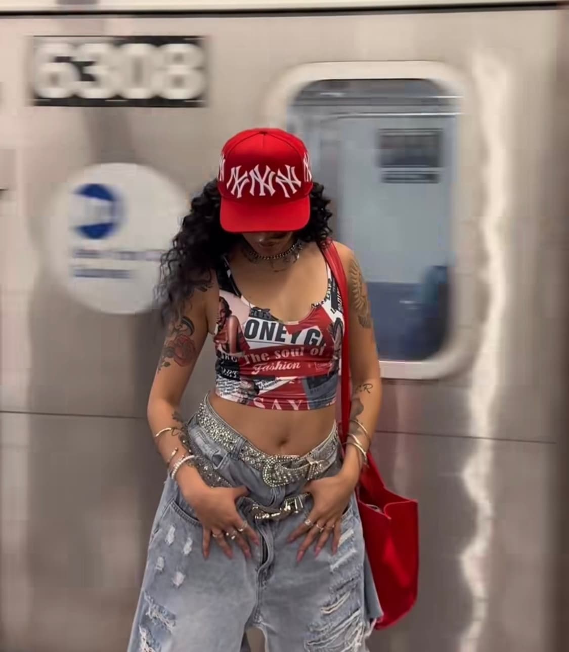 FELICITY WORLDWIDE 뉴욕 양키스 스냅백 레드 모자 상품이미지8