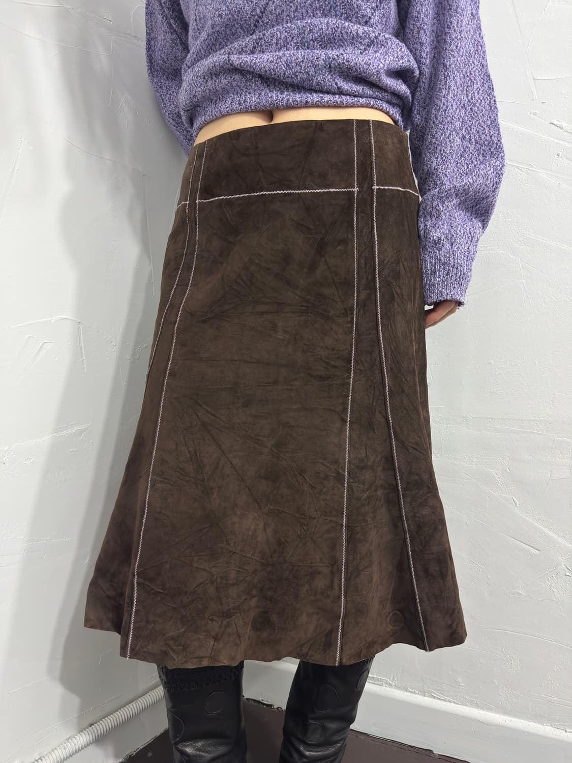 suede line detail midi skirt 상품이미지3