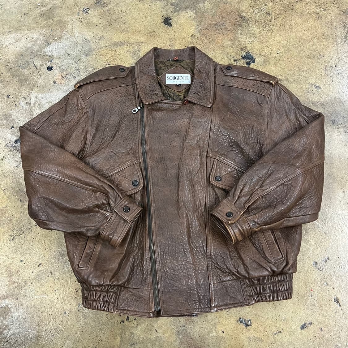 [정품] SORGENTE 갈색 가죽 봄버 자켓 b19 상품이미지2