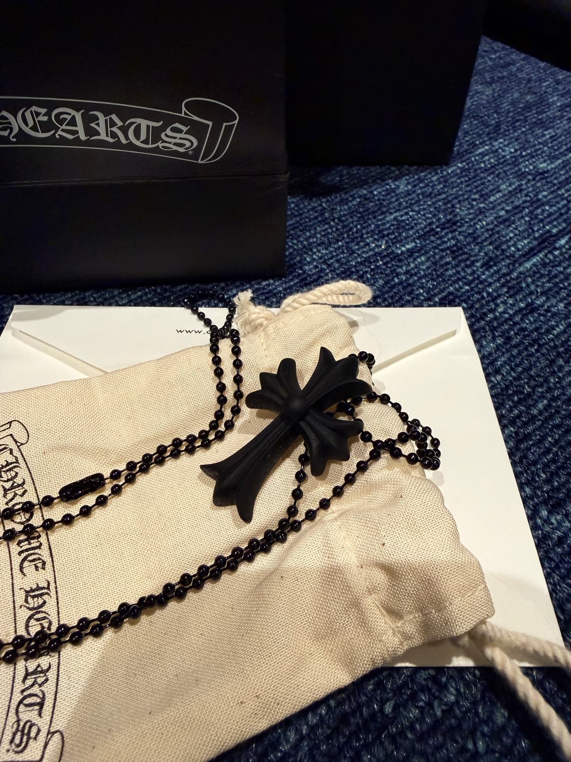 크롬하츠 실리크롬 CH 크로스 블랙 펜던트 새상품 (풀셋 상품이미지2