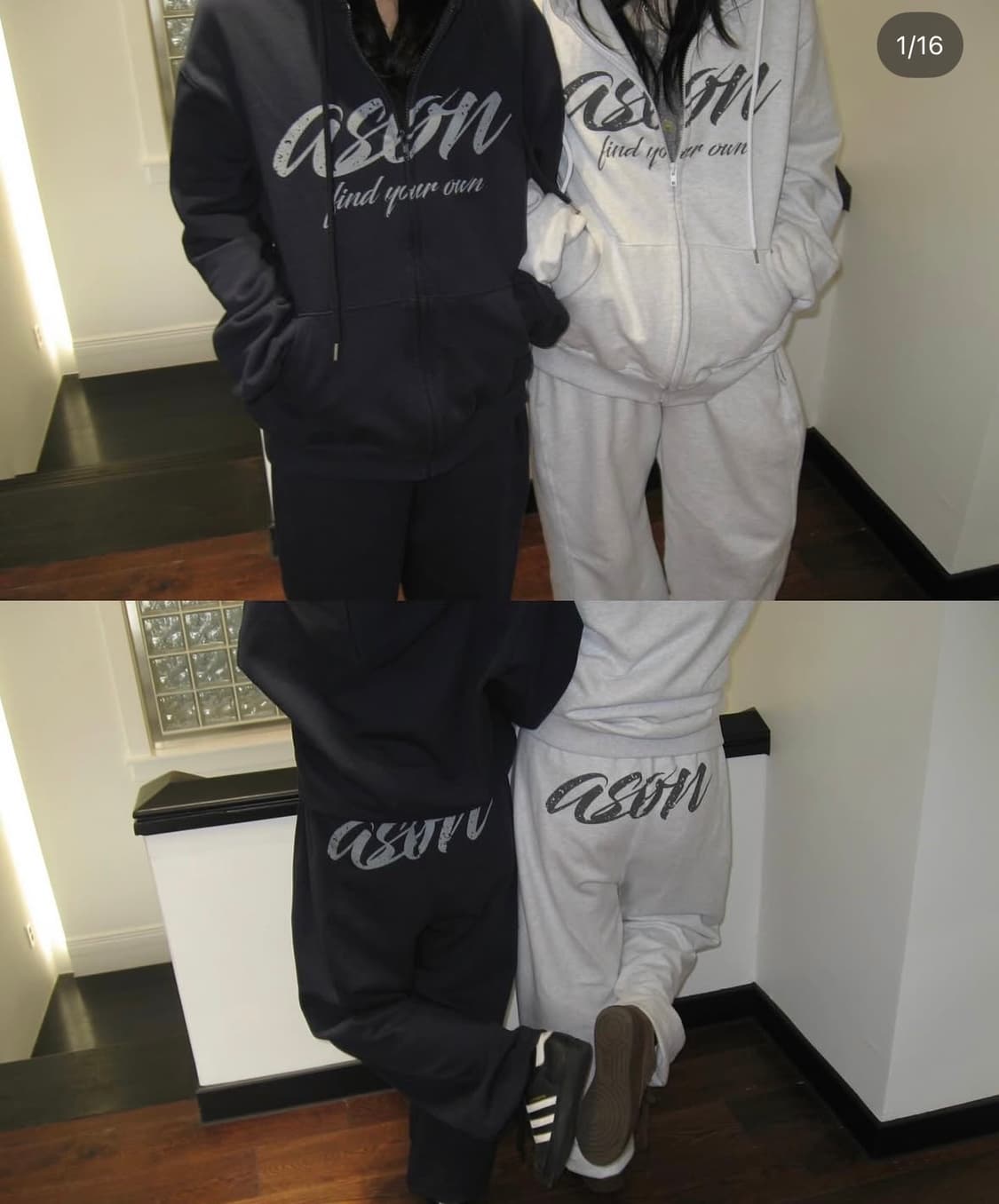 애즈온 루즈 트레이닝 후드집업 화이트 멜란지 상품이미지1