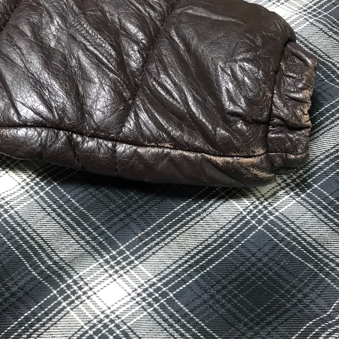 재팬 90s 리얼 카우레더 브라운 숏 패딩 상품이미지5