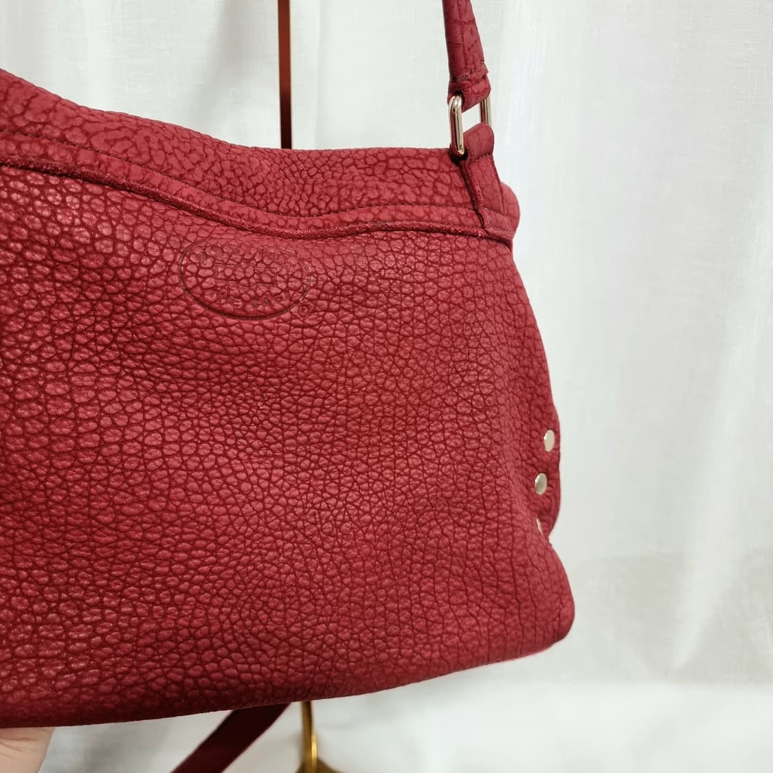 자넬라토 포스티나 스웨이드 숄더백 핸드백 가방 버건디 (M) 상태최상 상품이미지8