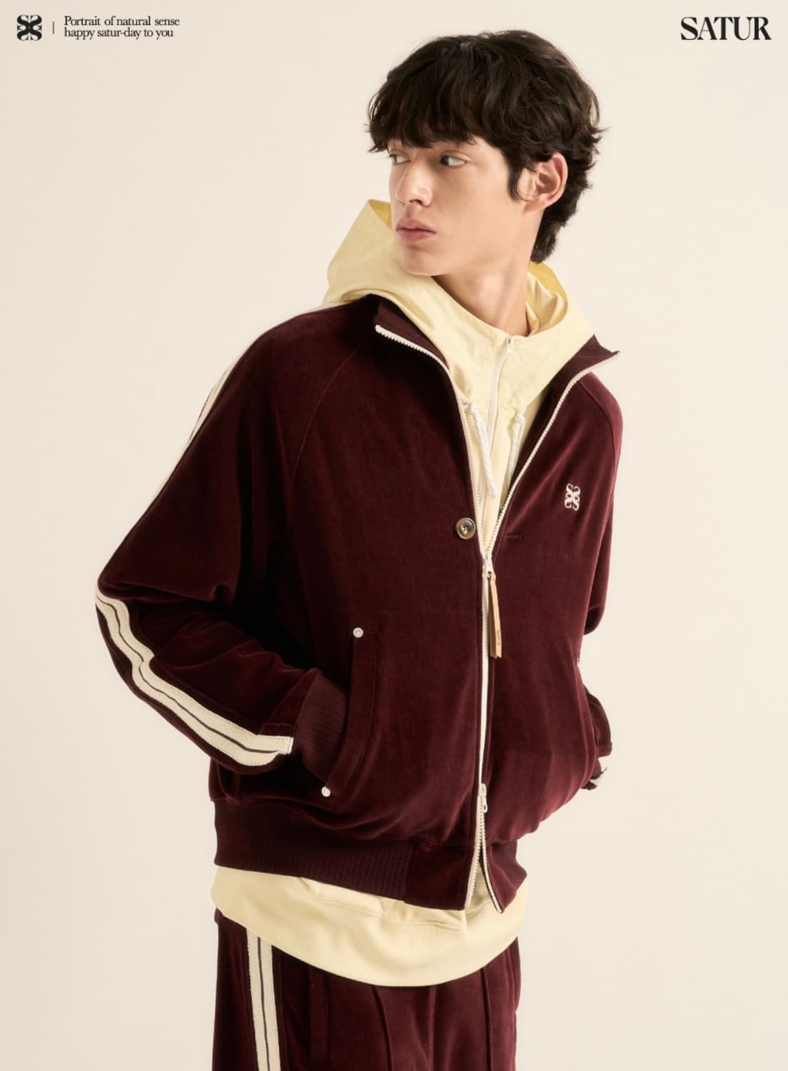 세터 로턴 벨루어 트랙 집업자켓 버건디(L) 아디다스나이키오와이아캄디네댓 상품이미지2