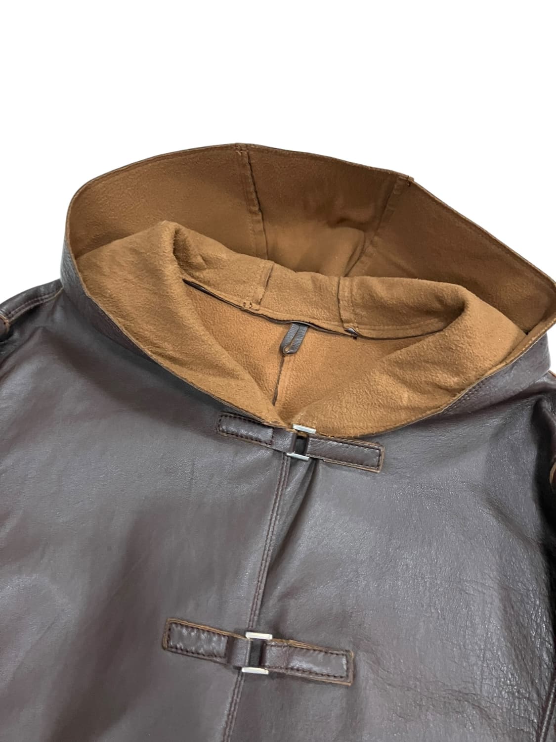 ARTICO 레더 후드 롱 자켓 M-L 상품이미지2