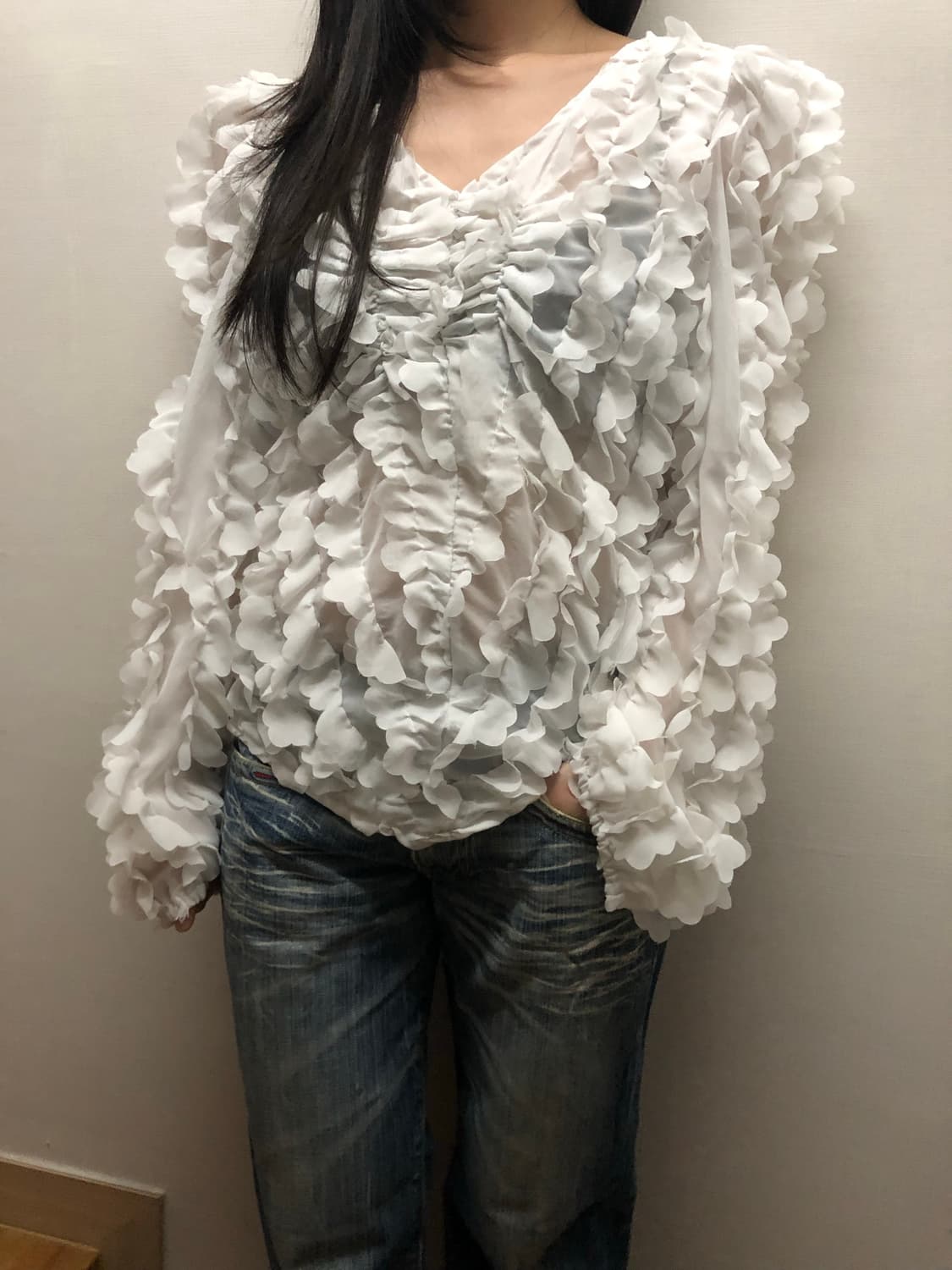 빈티지 화이트 프릴 블라우스 상품이미지4