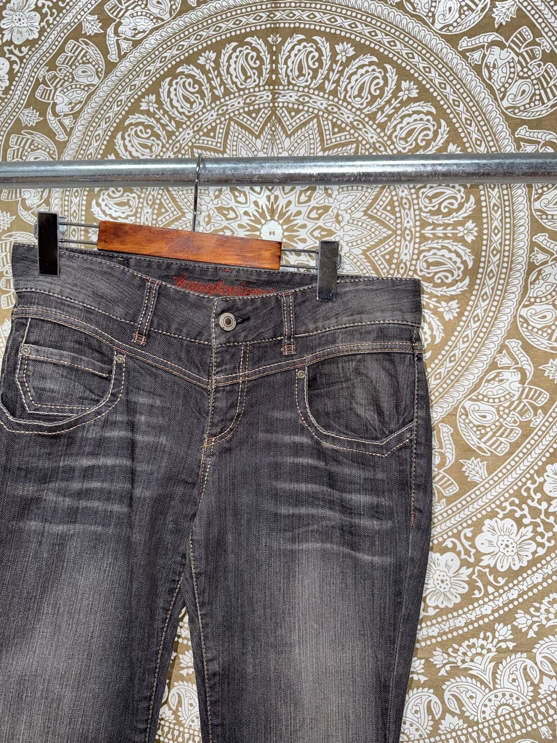 빈티지 여성 흑청 워싱 데님팬츠  상품이미지4