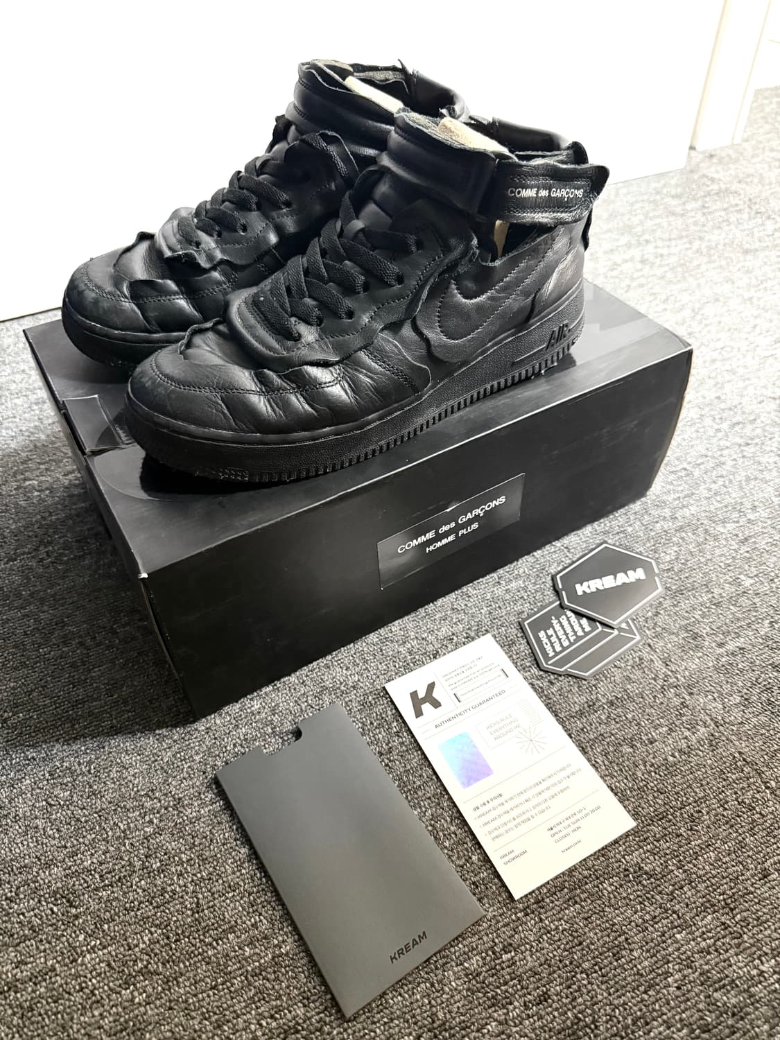 나이키X꼼데가르송 옴므 플러스 에어포스 미드 블랙 245 / 풀박,크림 상품이미지1