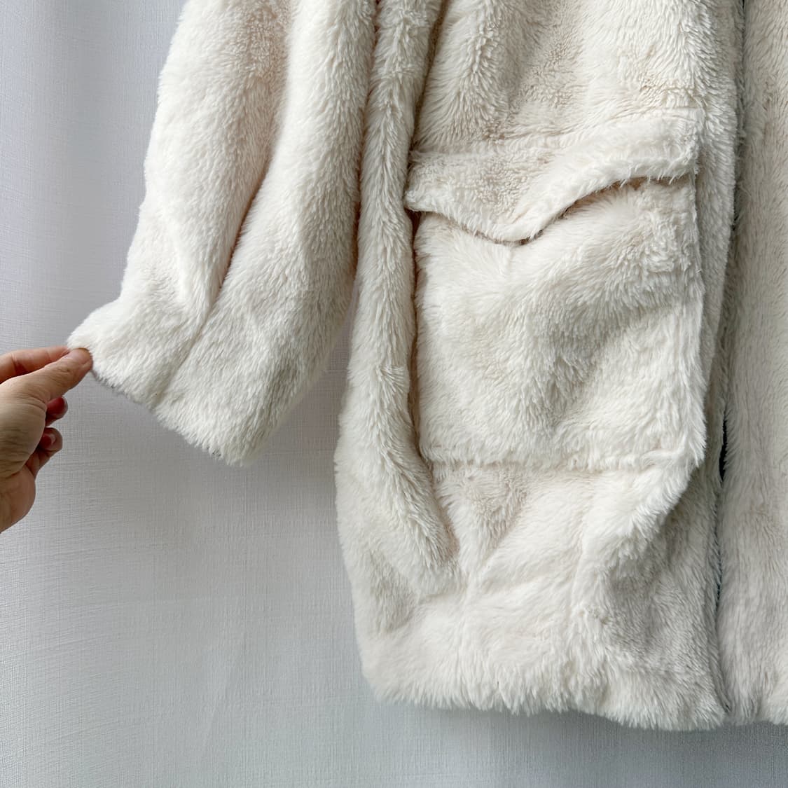 NBA LA레이커스 보아 플리스 롱 후드 집업 아이보리 XS 상품이미지6