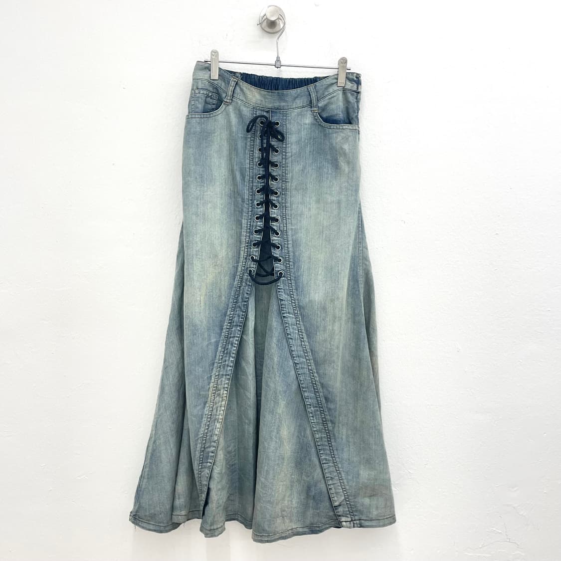 corset vintage wash denim skirt 상품이미지1