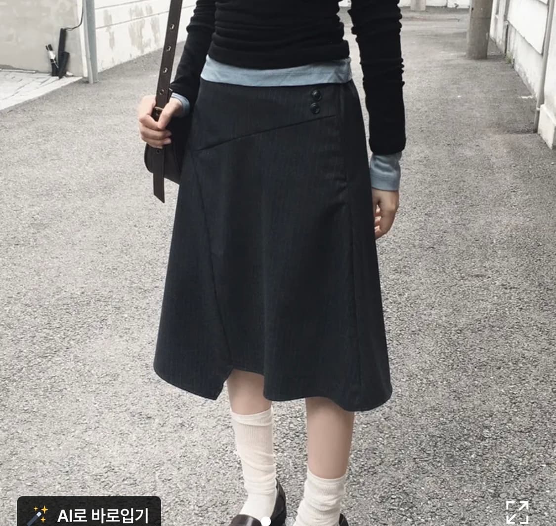 언발 미디 버튼 스커트 상품이미지1
