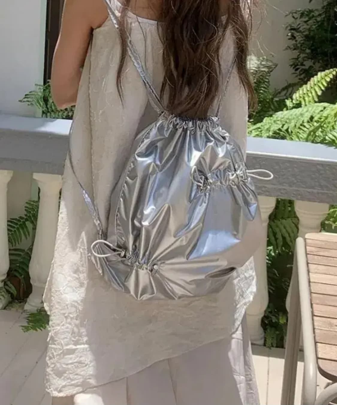 지그재그 실버 데일리 스트링 백팩 상품이미지1