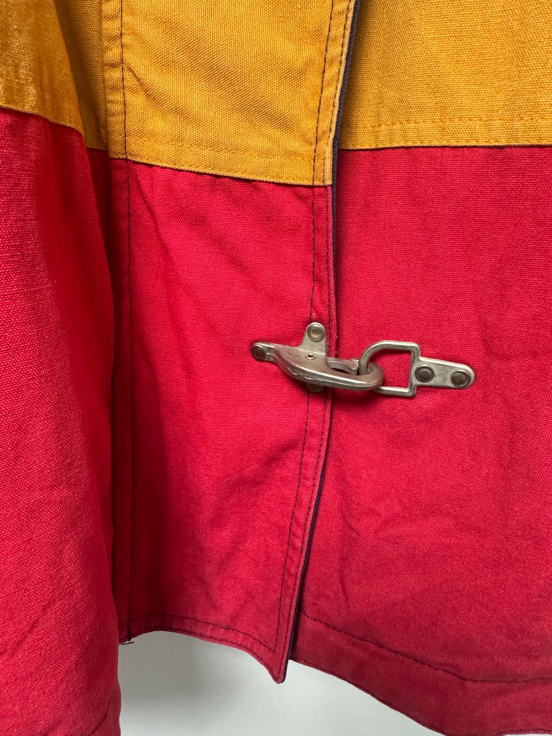 90s 빈티지 프렌치 컨트리 컬러블럭 파이어맨 버클 후드 워크 자켓 상품이미지3