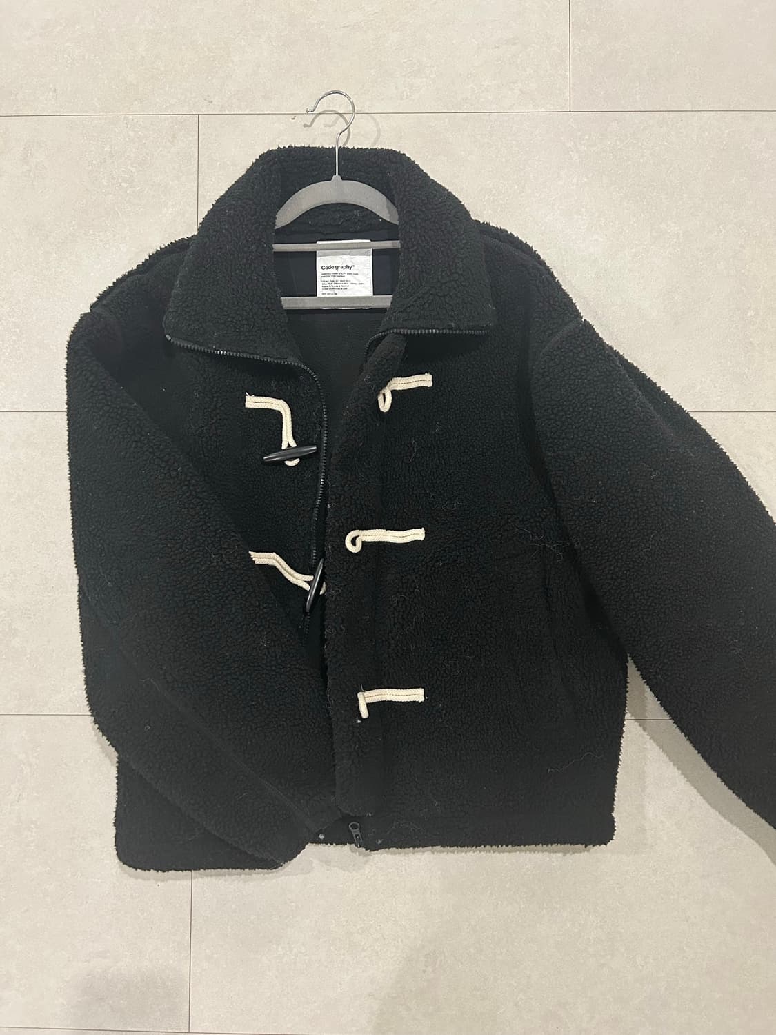 코드그라피 헤비보아 더플 플리스 점퍼 블랙 상품이미지1