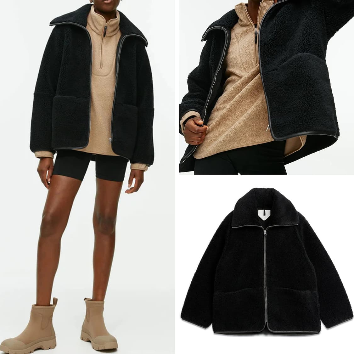 아르켓 레더 트리밍 테디 퍼 자켓 상품이미지2