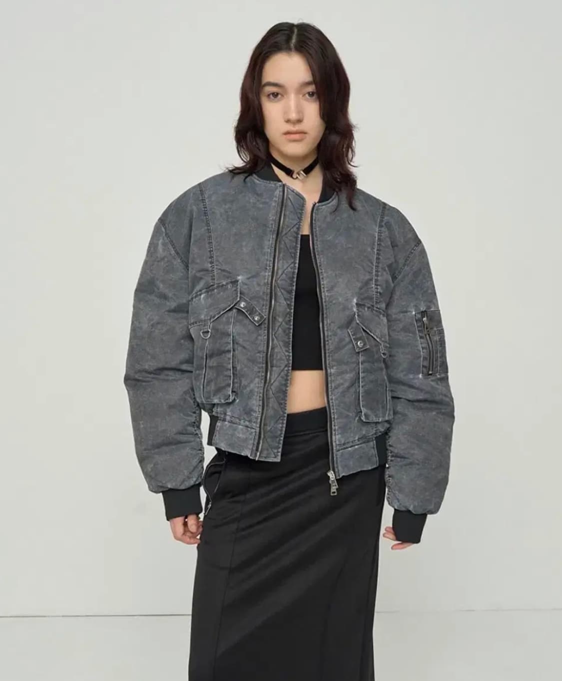 LCDC 엘씨디씨 크롭 봄버 더스티그레이 S 상품이미지2