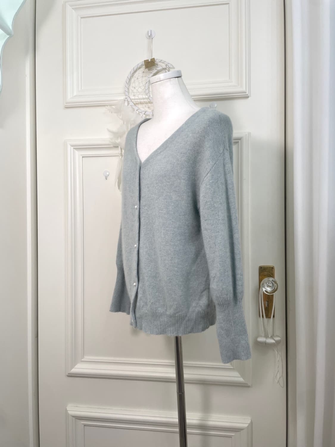 mint melange pearl button basic cardigan 상품이미지2