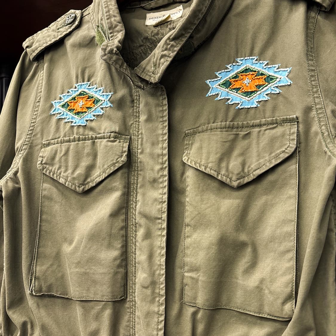 00s 데님 앤 서플라이 아즈텍 비즈아트 M-65 필드자켓 N1228 상품이미지6