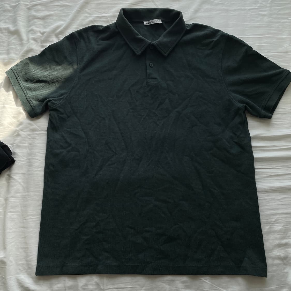 ZARA 와플 스트럭처 폴로셔츠 그린 XL 상품이미지2