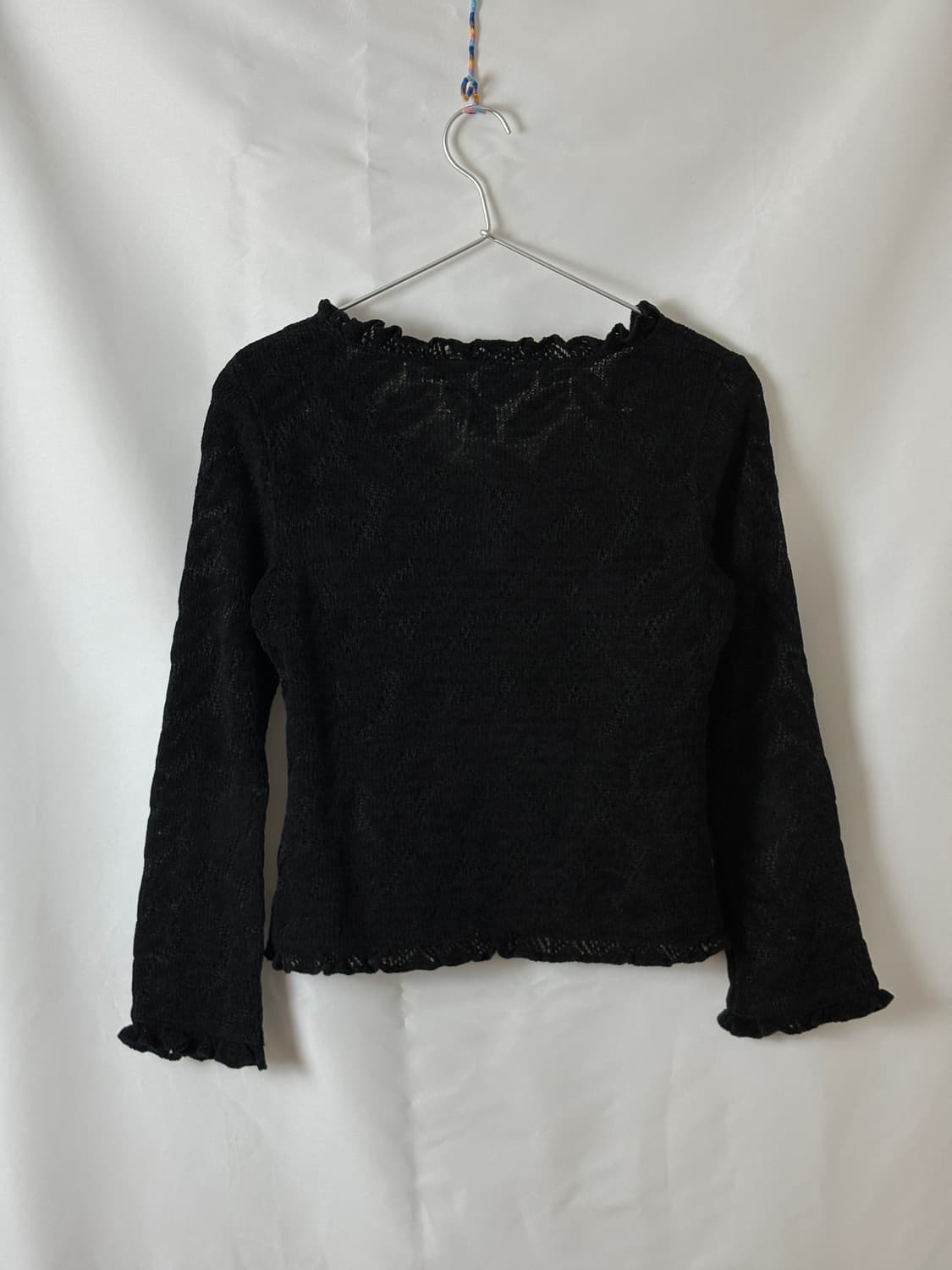 블랙 리프 러플 니트 상품이미지5