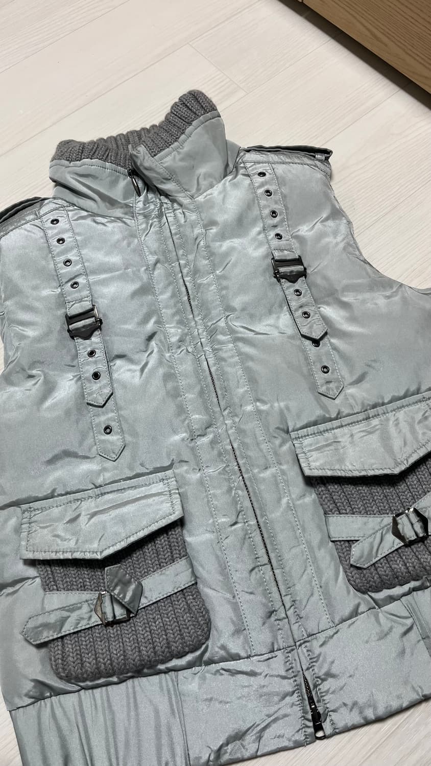 빈티지 패딩쪼끼 스카이그레이 상품이미지4