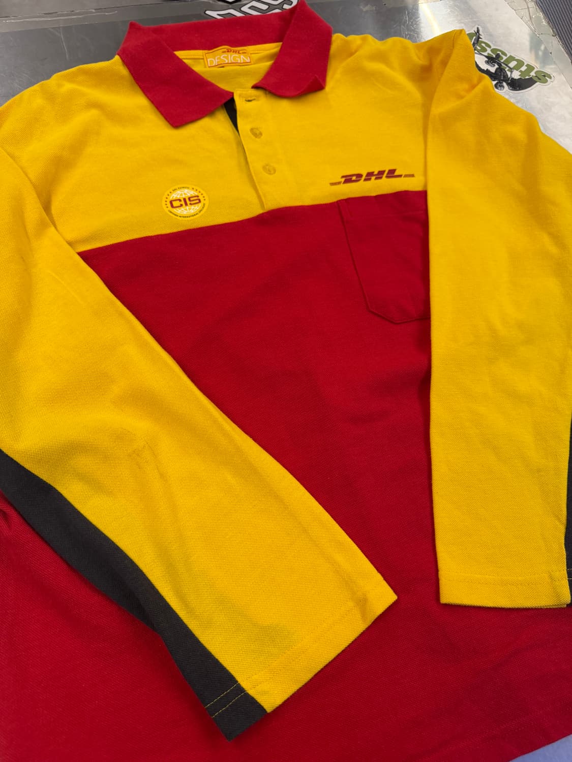 DHL 빈티지 y2k 올드스쿨 폴로 긴팔 카라티 M 상품이미지4