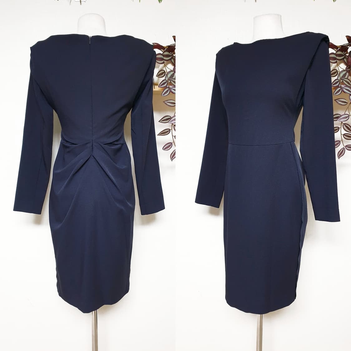 JJ지고트 뒷셔링 미디원피스 55 네이비  상품이미지1