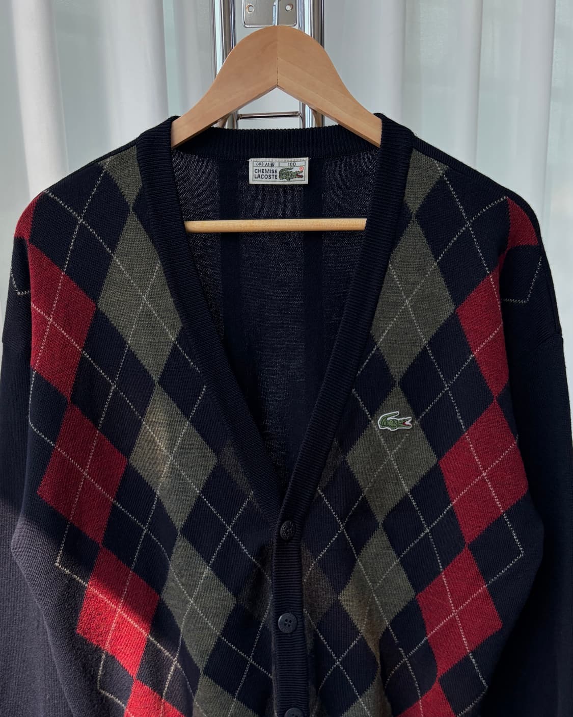 [M-L]라코스테 아가일 니트 가디건 상품이미지4