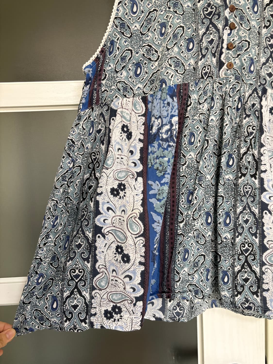 블루 패턴 슬리브리스  상품이미지4