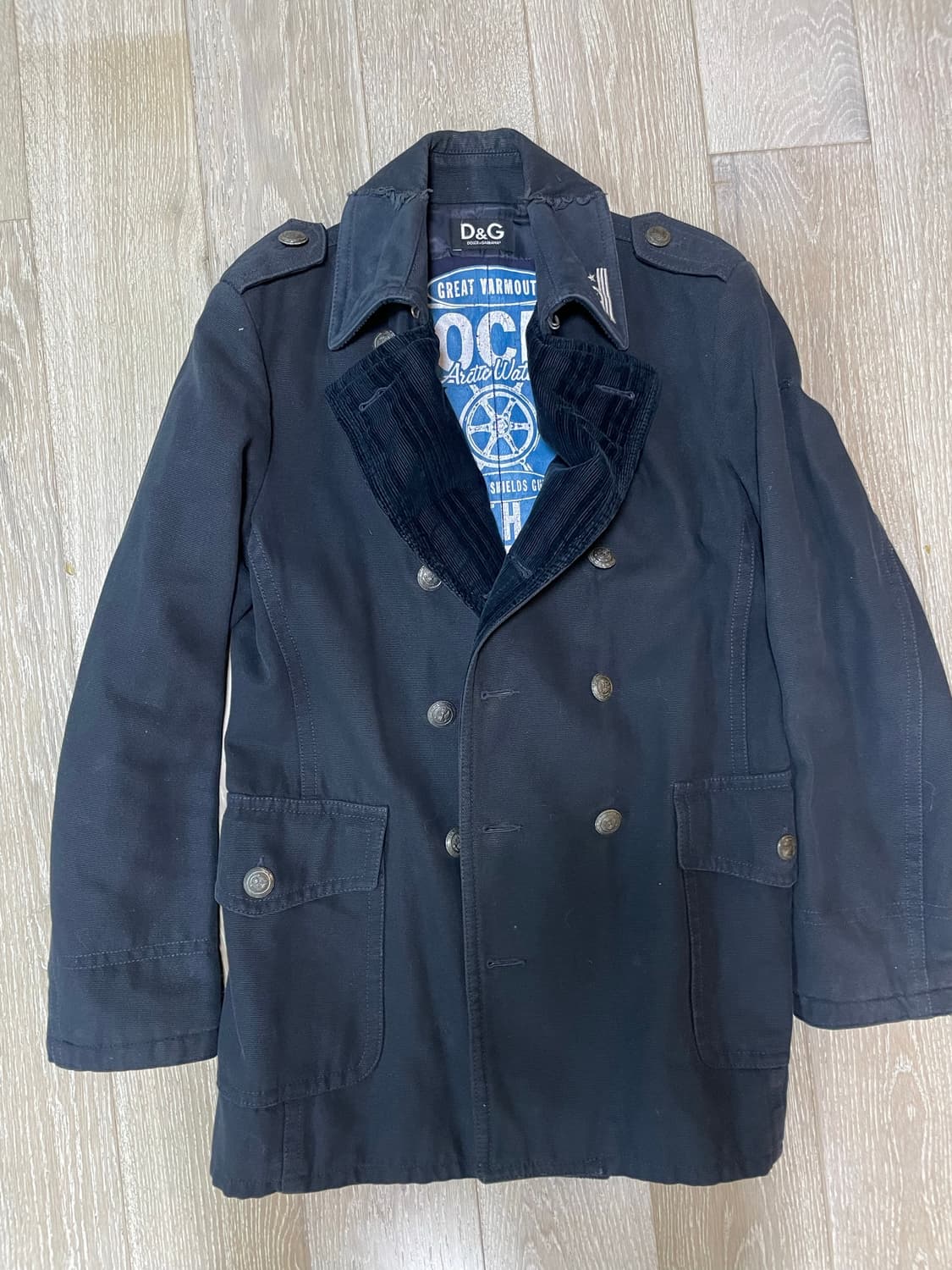 D&G 빈티지밀리터리 아카이브 은장단추피코트 48size 상품이미지4