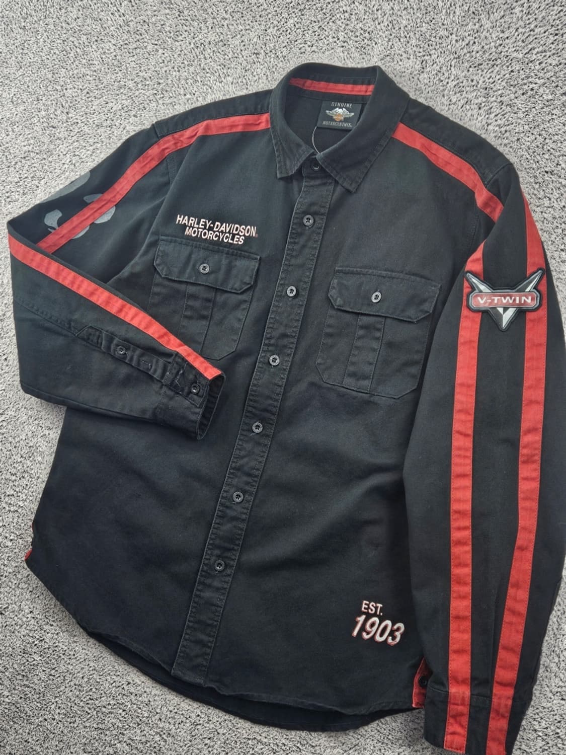 할리데이비슨 V-TWIN 모터사이클 바이커 셔츠 ( L ) / 11590 상품이미지6