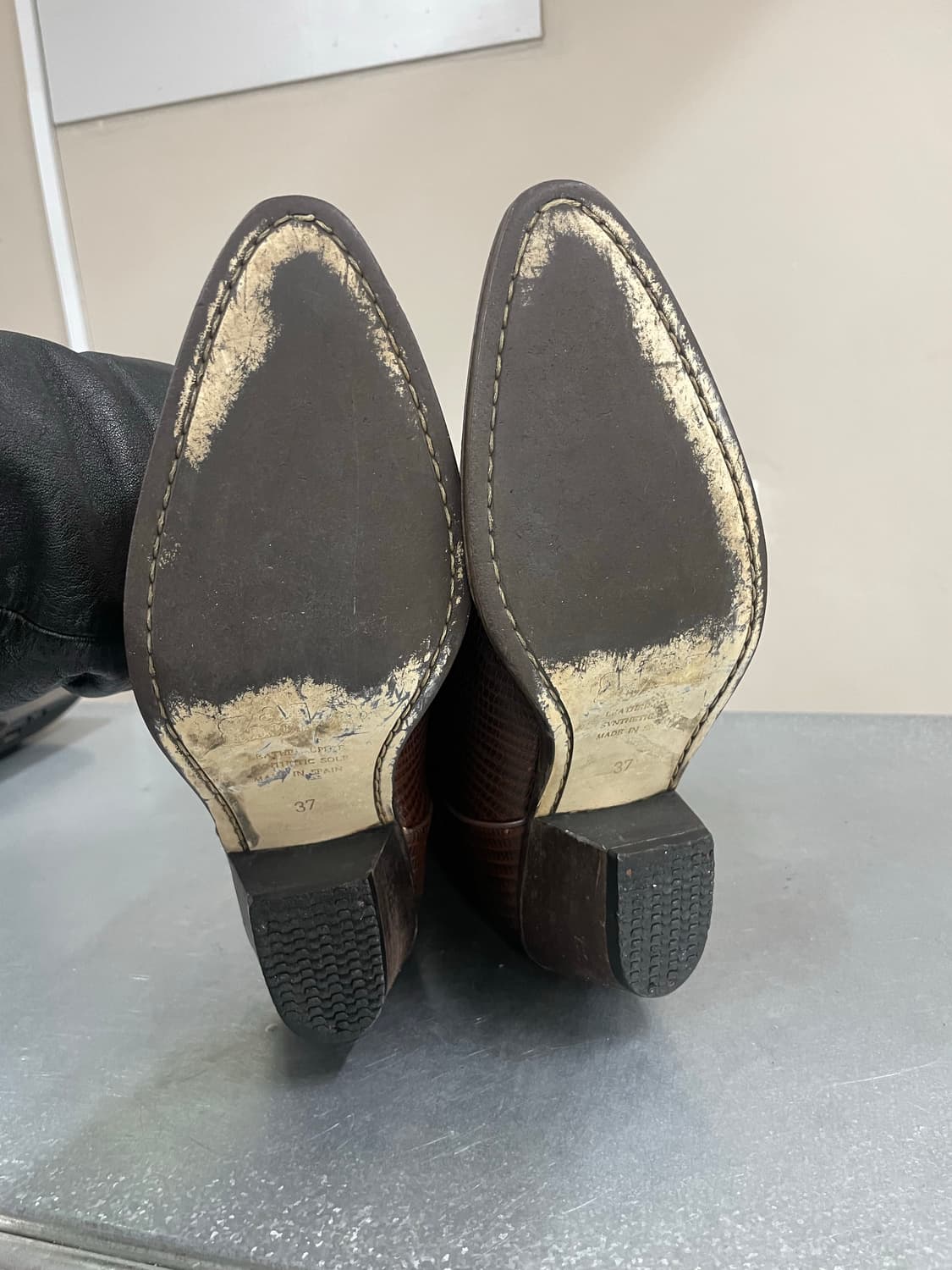 산초 브라운 가죽 웨스턴 카우보이 부츠 EU38 상품이미지6