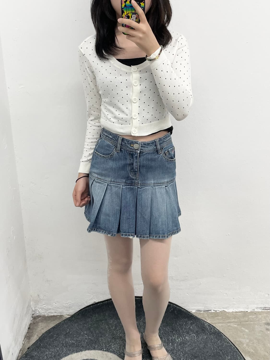 키치 데님 플리츠 스커트 상품이미지7