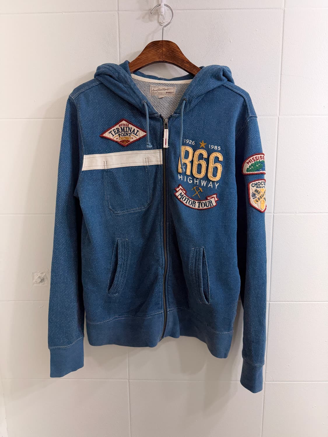 아비렉스 모터 투어 패치 블루 후드집업 상품이미지3